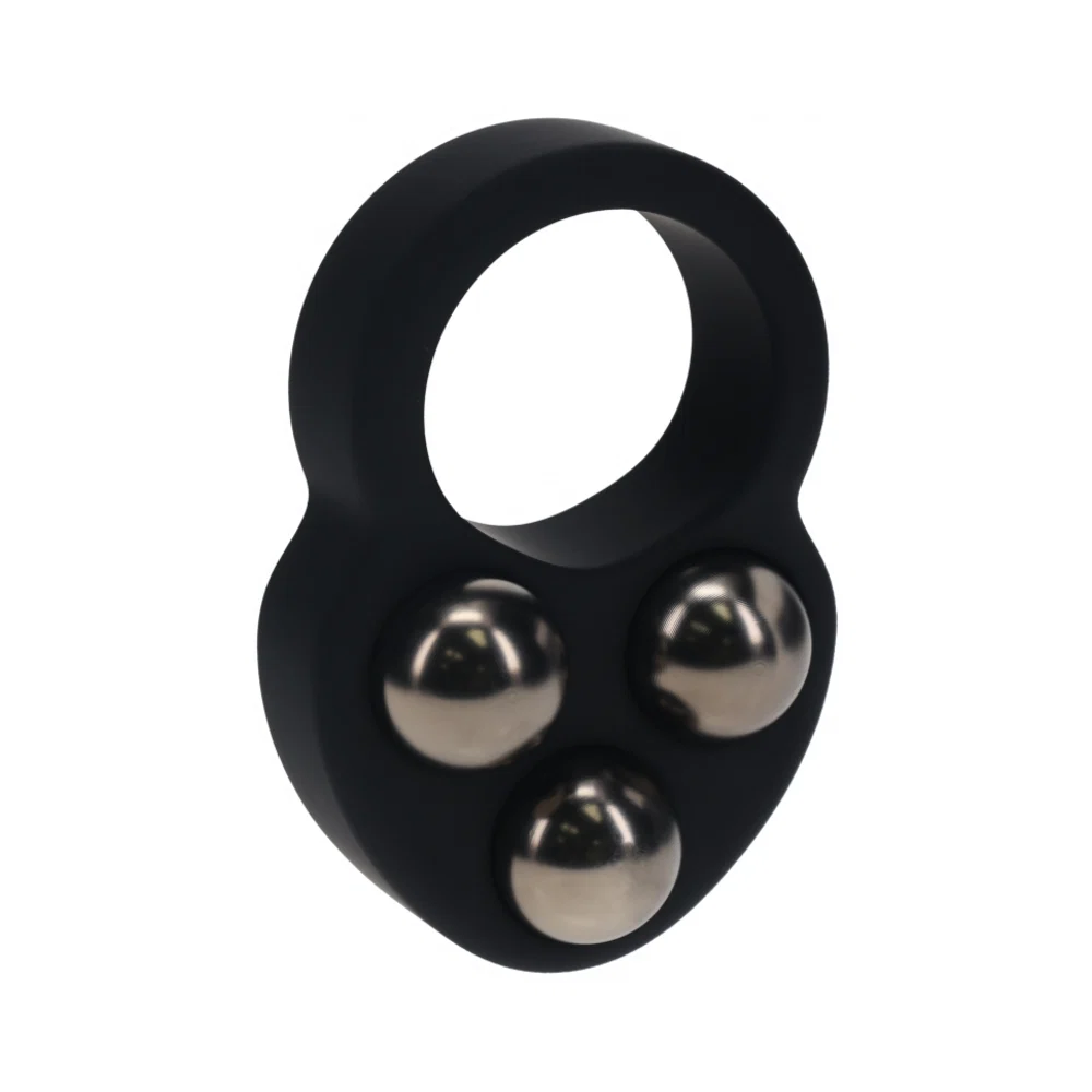 LEVELZ Liquid Silicone Triple Weighted Ball Cock Ring Black - Image 2