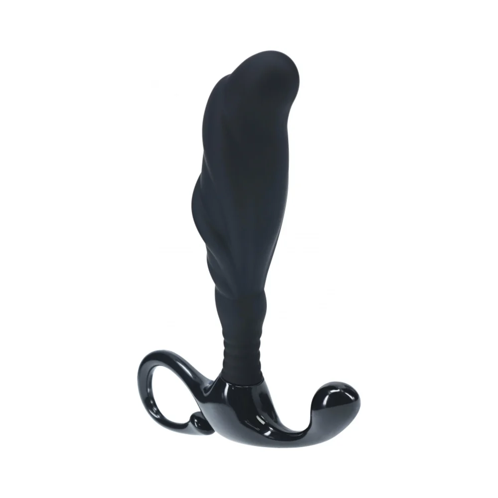 LEVELZ Rippled with Hard Loop Silicone Prostate Massager Large Black - Image 2