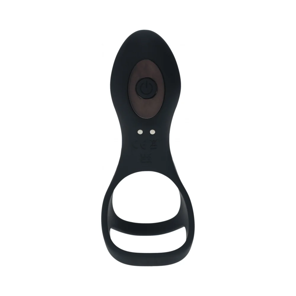 LEVELZ Vibrating Silicone Cock & Ball Ring with Shaft Loop Black - Image 3