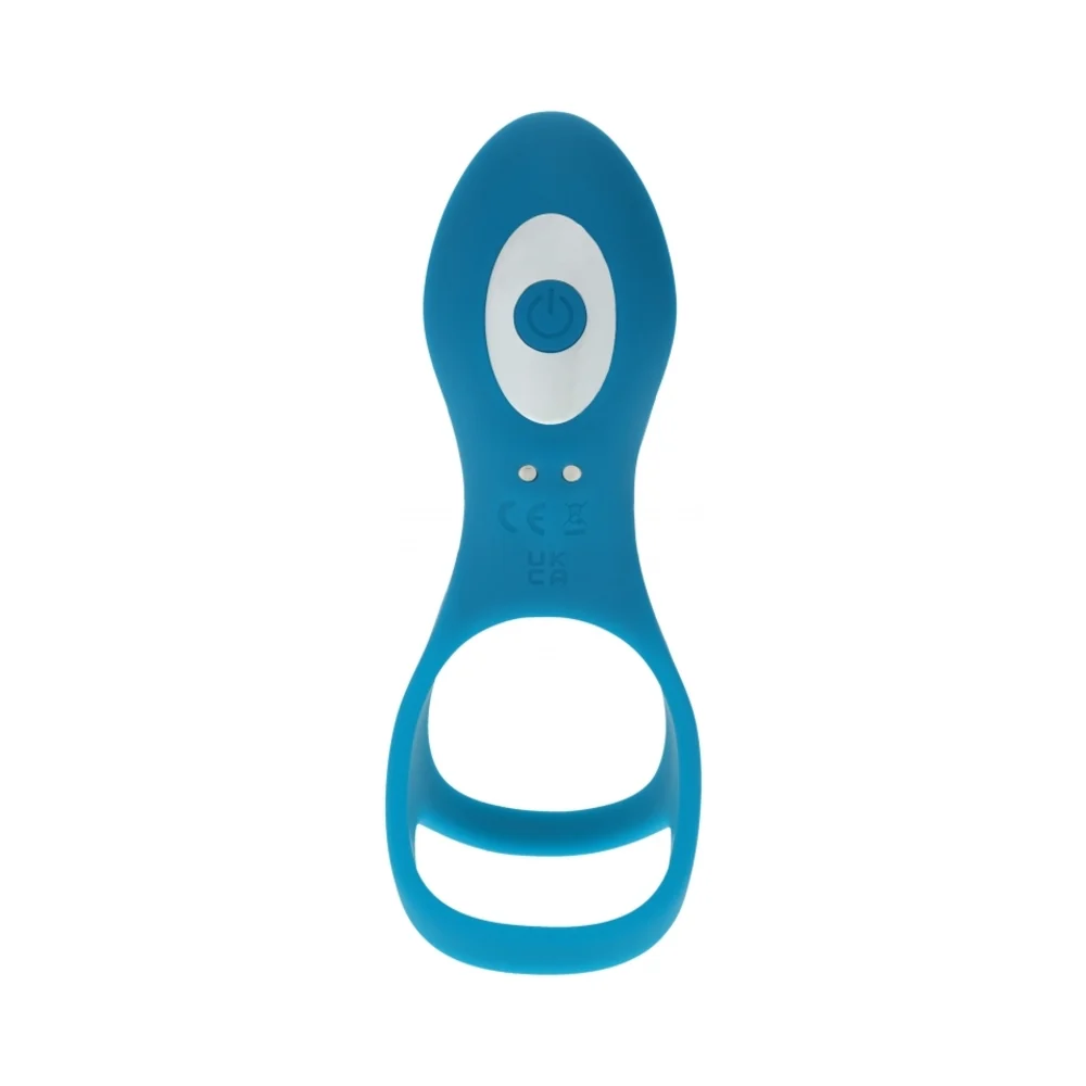 LEVELZ Vibrating Silicone Cock & Ball Ring with Shaft Loop Teal - Image 3