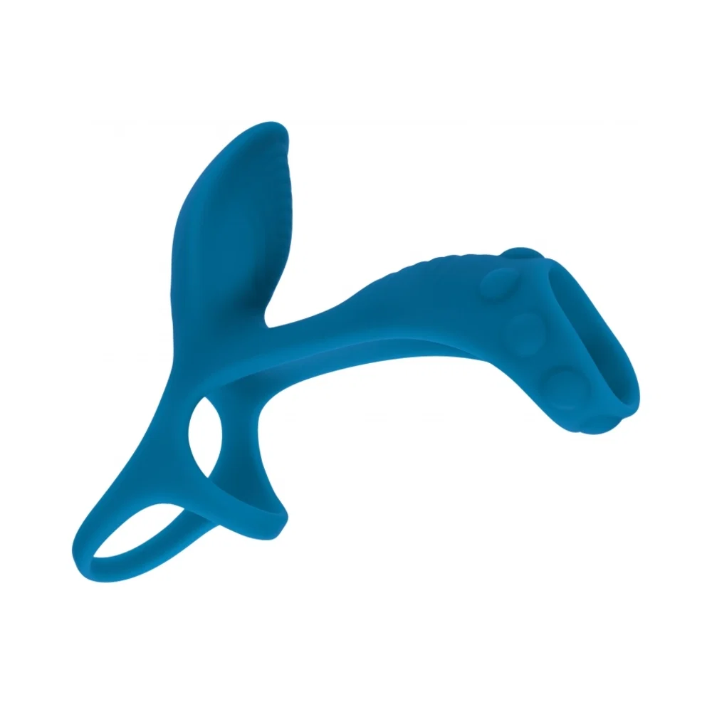 LEVELZ Vibrating Silicone Cock & Ball Ring with Shaft Loop Teal - Image 4