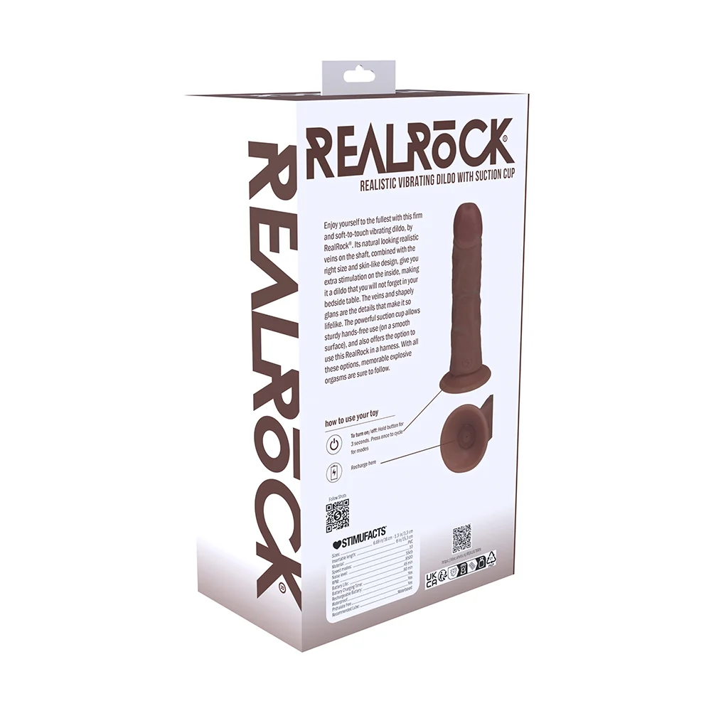 RealRock 6 in. Vibrating Cock Curved Brown - Image 7