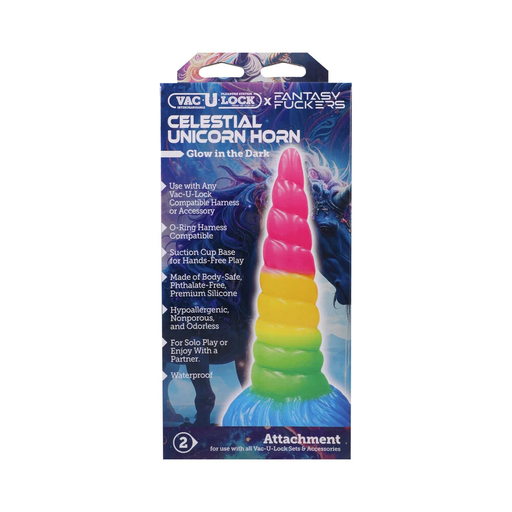 Vac-U-Lock x Fantasy Fuckers Glow-in-the-Dark Celestial Unicorn Horn Multi-Color - Image 6