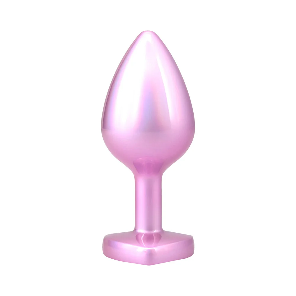 Booty Bling Heart Diamond Jeweled Metal Plug Pink Medium - Image 2