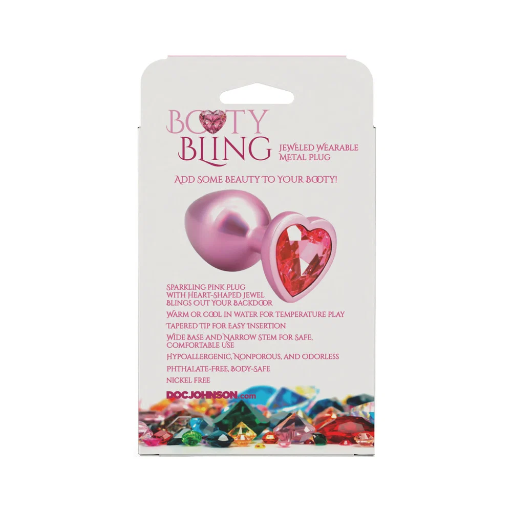 Booty Bling Heart Diamond Jeweled Metal Plug Pink Medium - Image 6