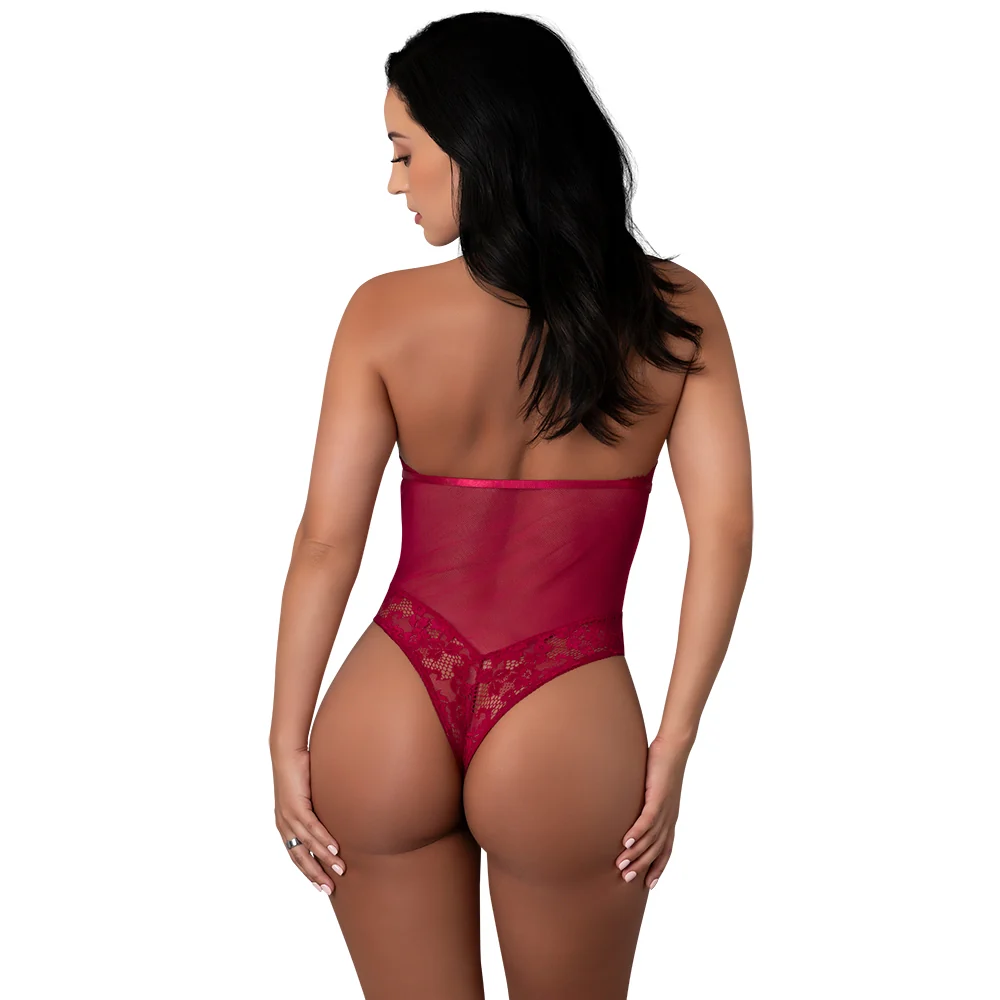 Magic Silk Black Cherry Halter Teddy Cherry S/M - Image 7