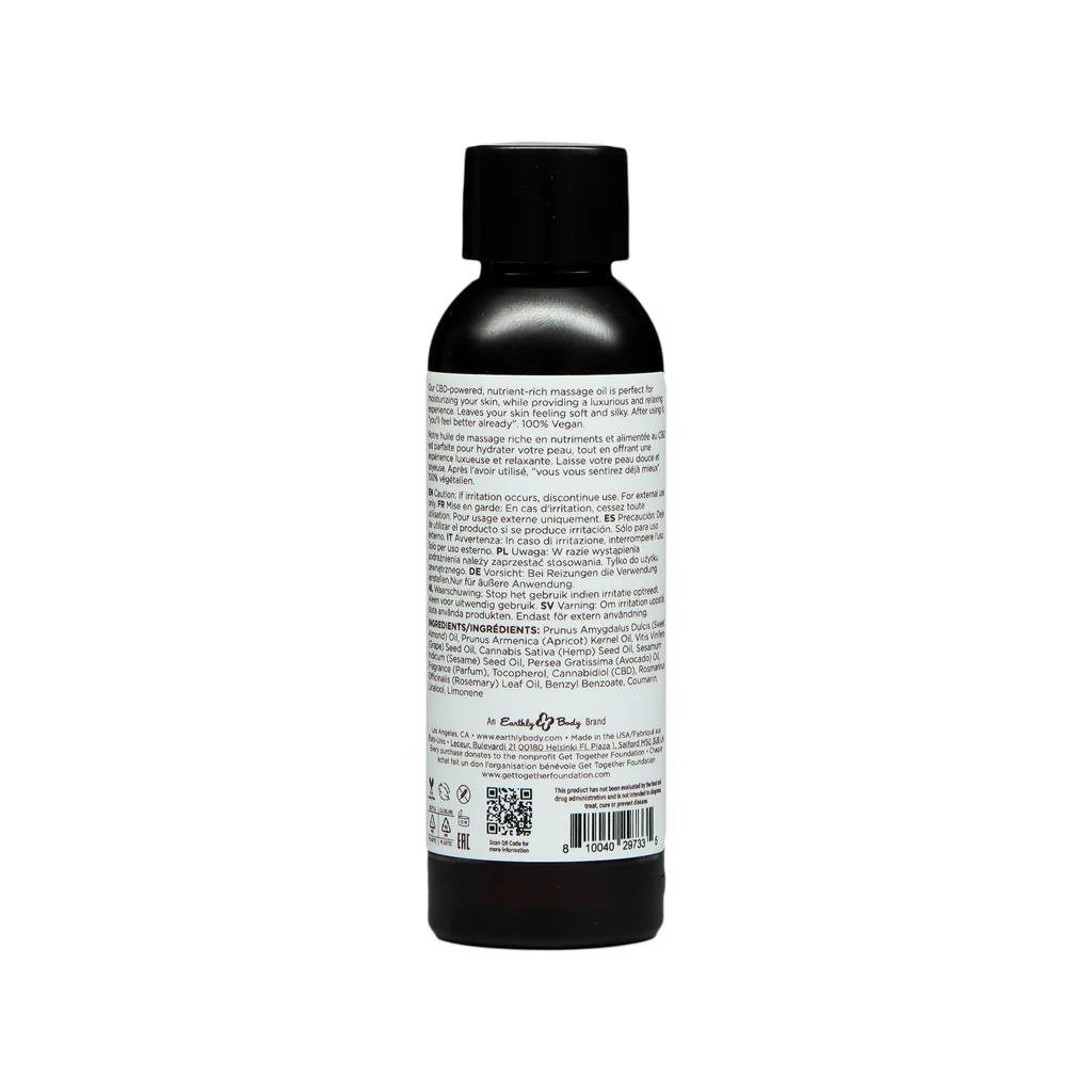 Earthly Body Hemp Seed CBD Relaxing Massage and Body Oil Lavender 2 oz. - Image 3