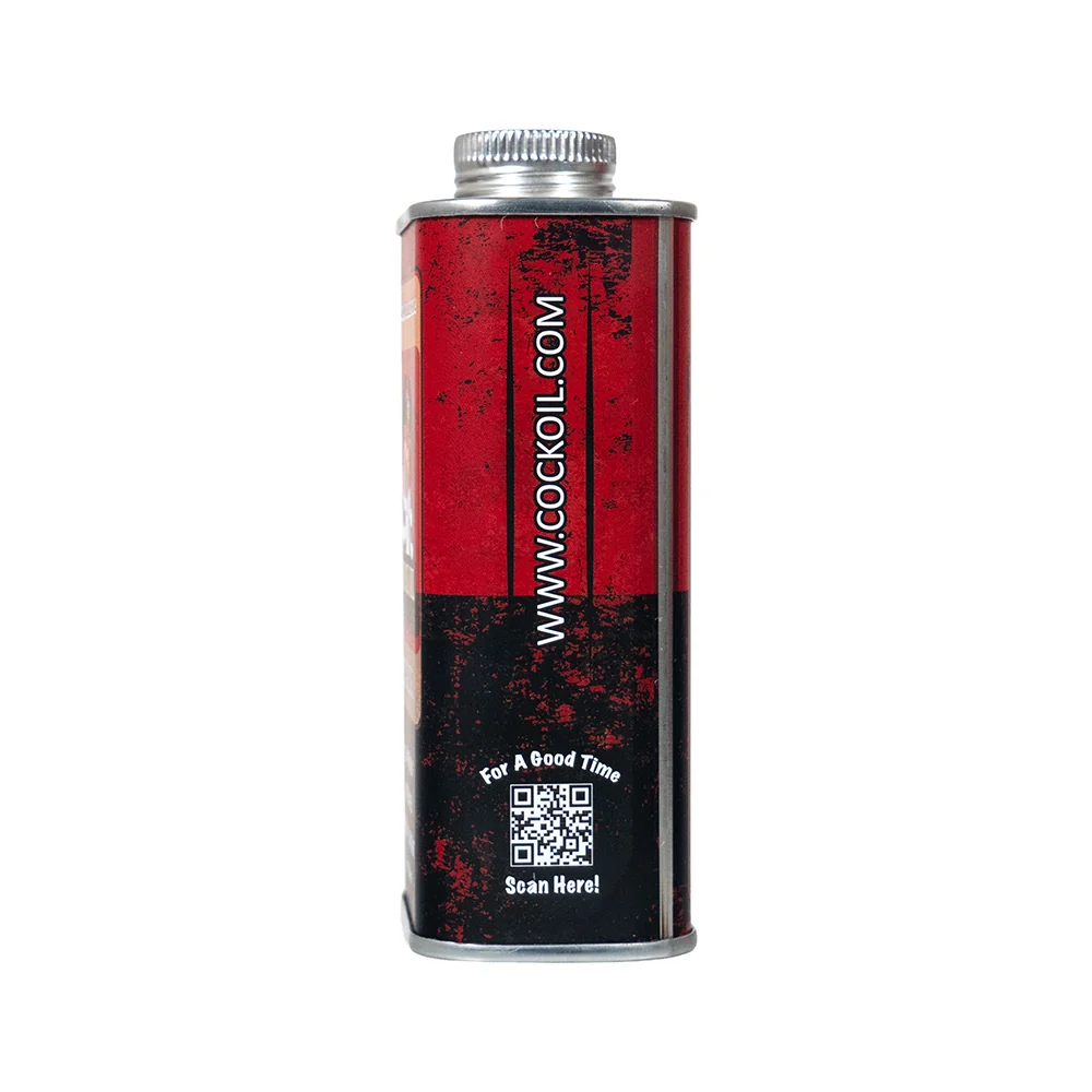 Cock Oil Water-Based Lubricant Metal Can with Inner Plastic Liner 9 oz. - Image 3