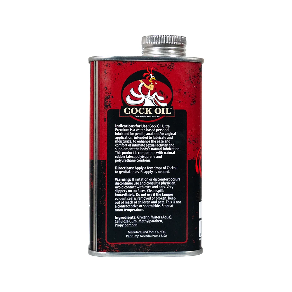 Cock Oil Water-Based Lubricant Metal Can with Inner Plastic Liner 9 oz. - Image 4