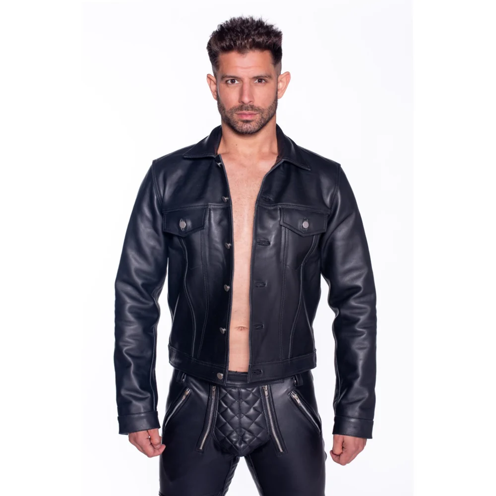 Prowler RED Leather Trucker Jacket S - Image 9