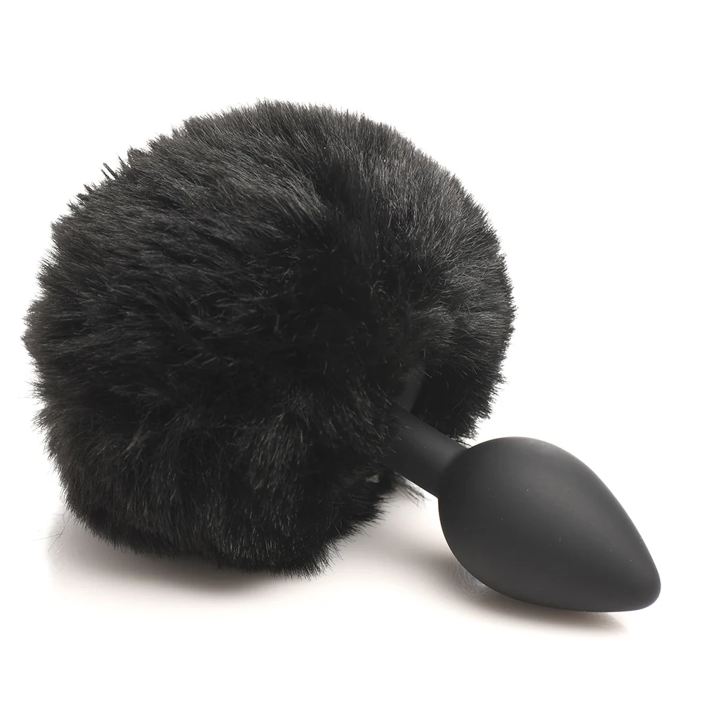 Tailz Fluffy Bunny Tail Silicone Plug Black - Image 6