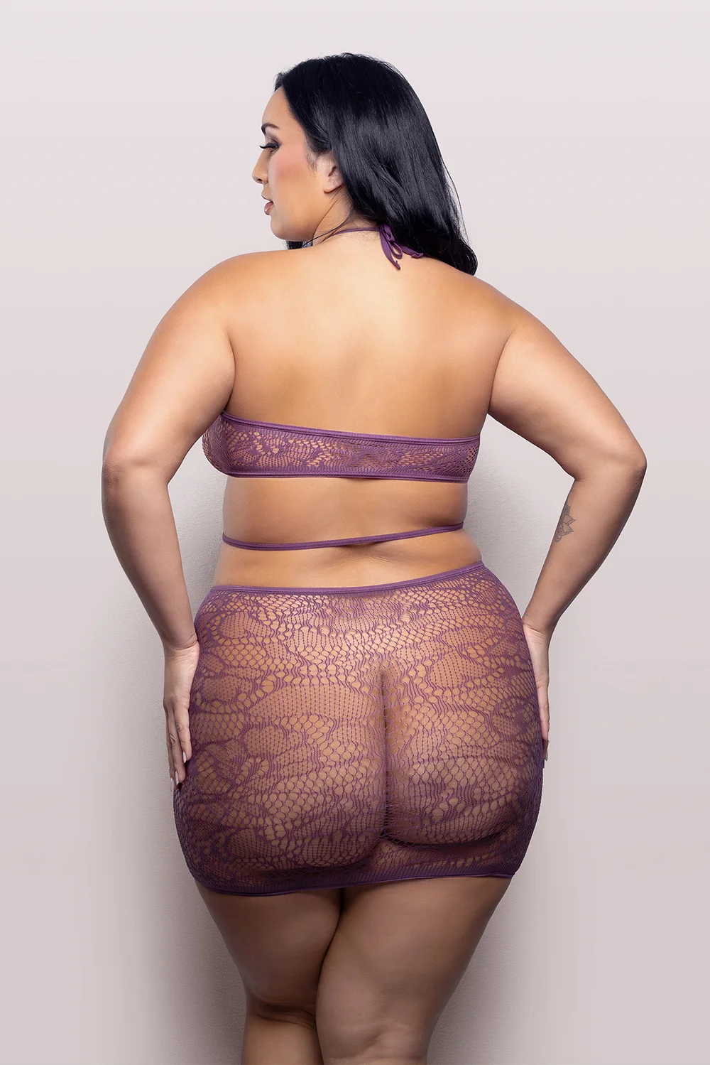 Fantasy Lingerie Vixen Focus On Me Cut-Out Halter Dress Purple Wisteria Queen Size - Image 5