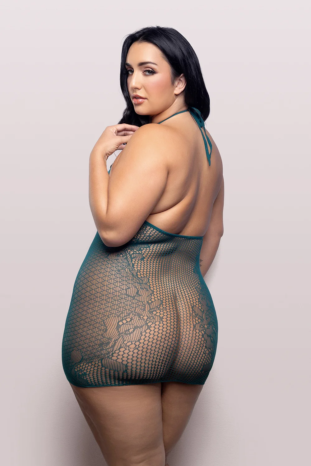 Fantasy Lingerie Vixen Masterpiece Halter Tie Dress Dark Teal Queen Size - Image 5