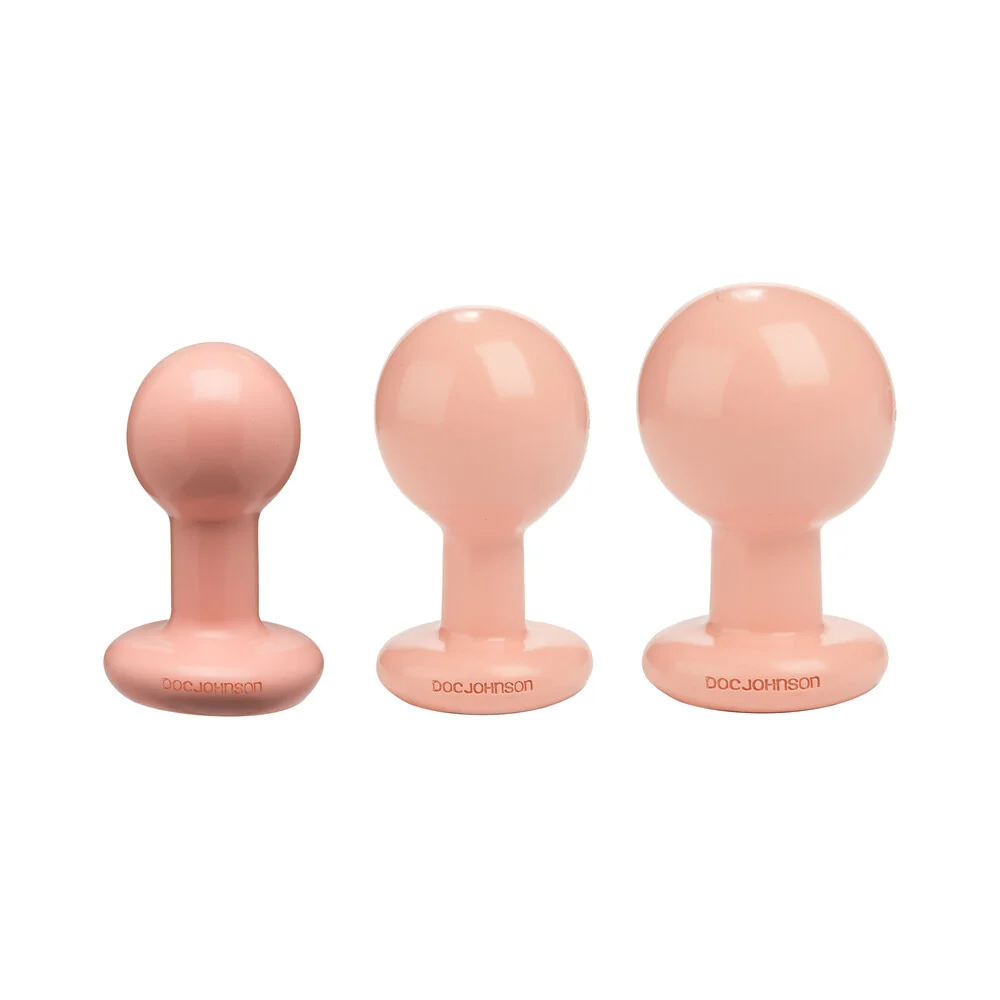 The Classic Round Butt Plug Cream 3-Piece Set - Image 4