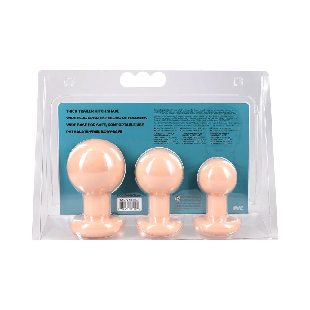 The Classic Round Butt Plug Cream 3-Piece Set - Image 5