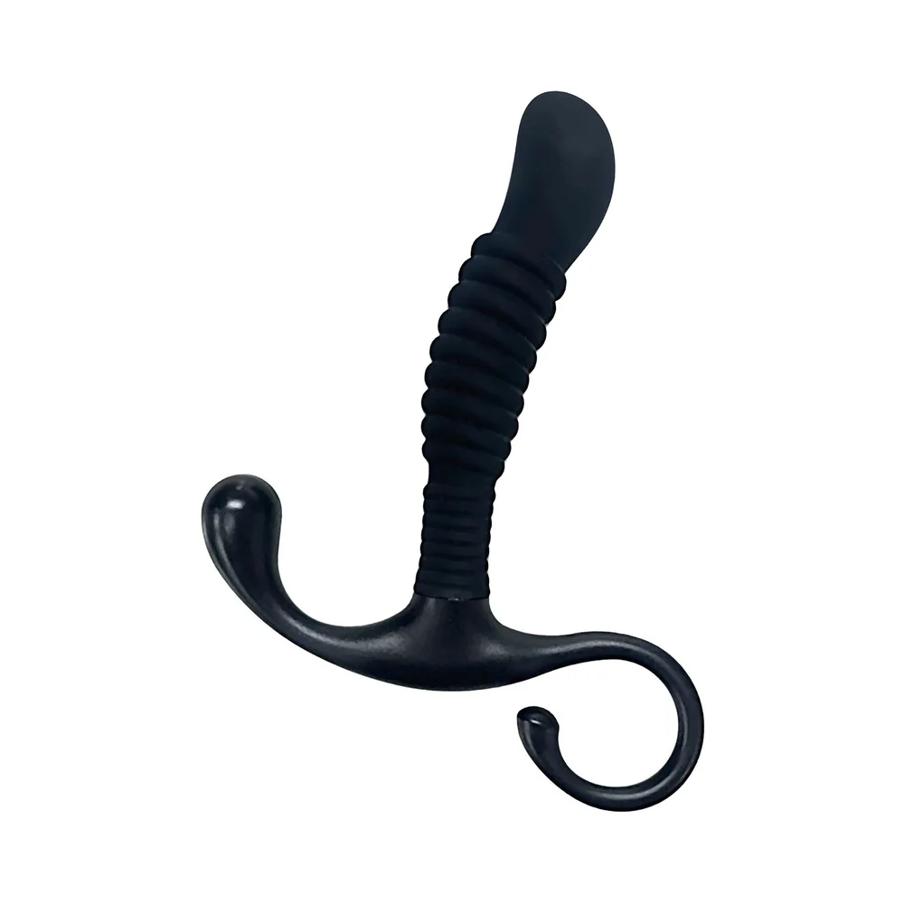 OptiMALE Ribbed Silicone P-Massager Black - Image 6