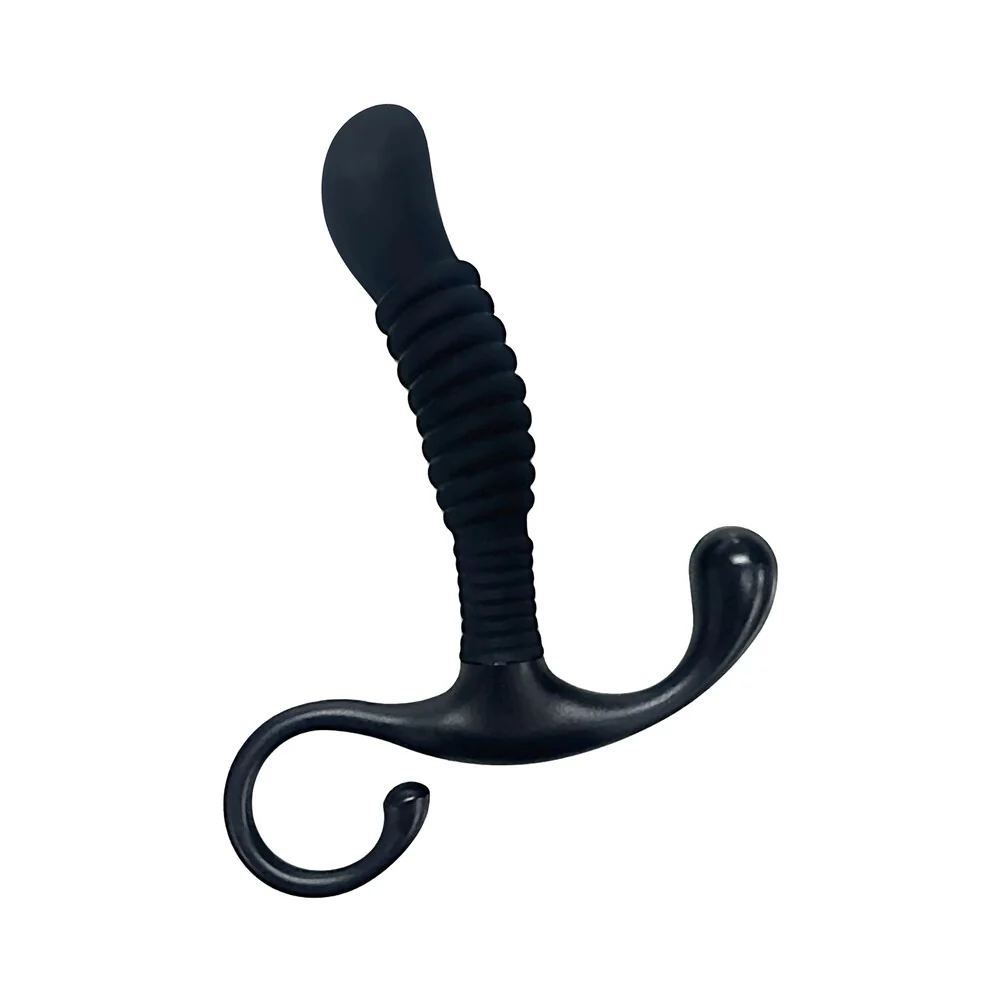 OptiMALE Ribbed Silicone P-Massager Black - Image 7