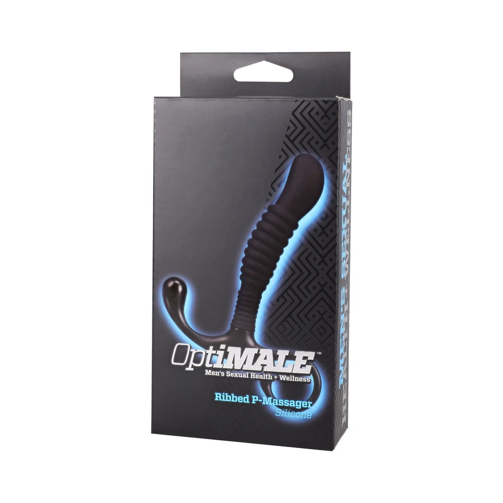 OptiMALE Ribbed Silicone P-Massager Black - Image 8