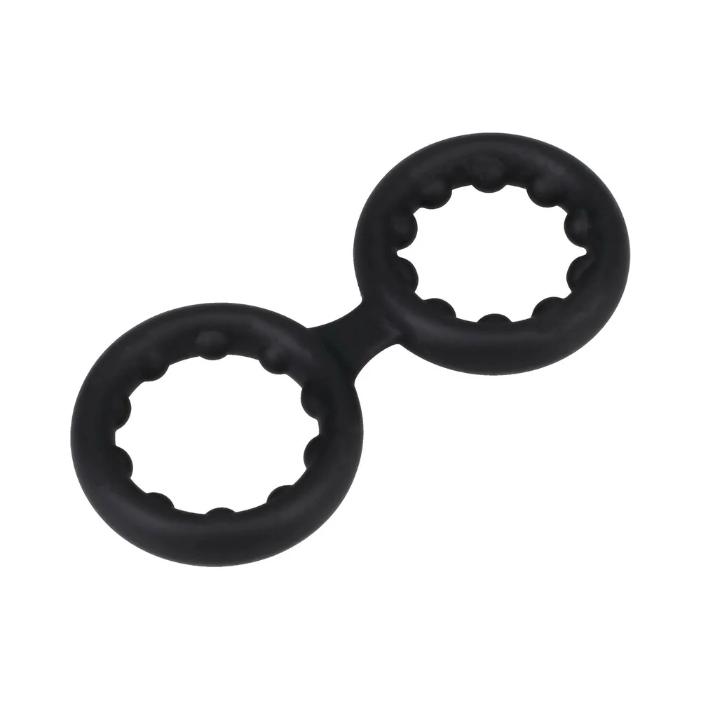ROCK SOLID Silicone Double Stamina Ring with Metal Beads Black - Image 4