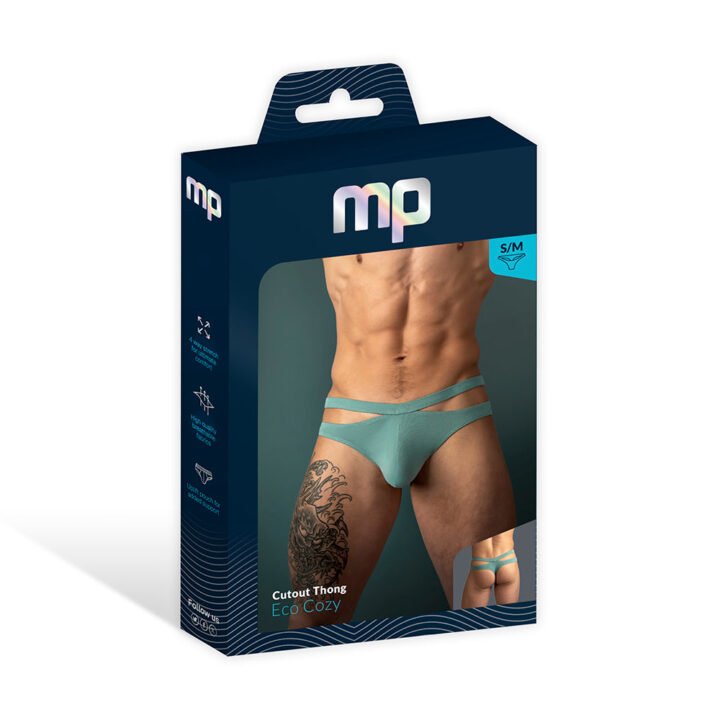 Male Power Eco Cozy Cutout Thong Green S/M