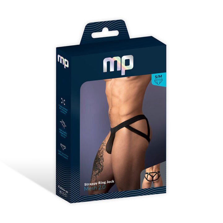 Male Power Mesh 2.0 Strappy Ring Jock Black S/M
