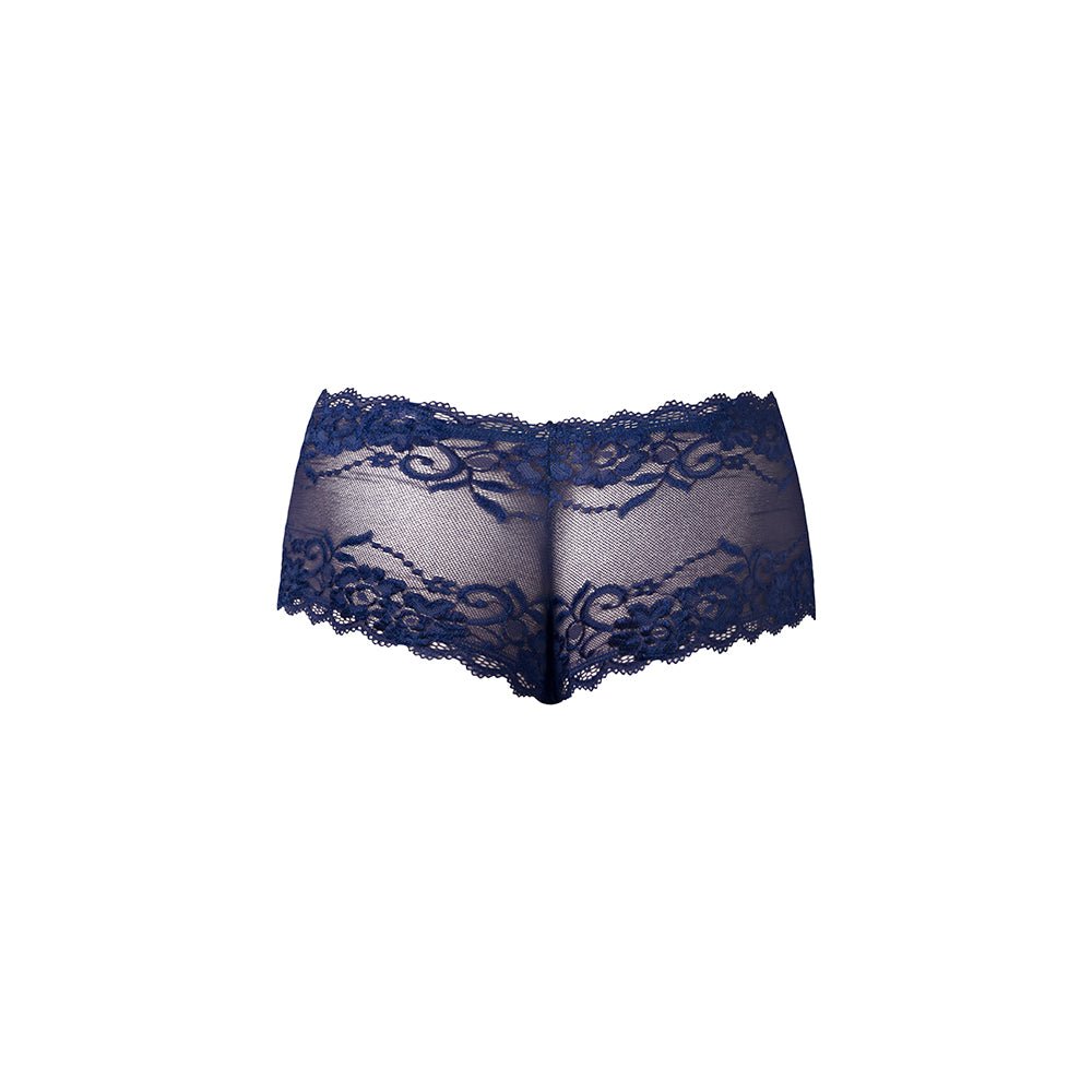 Male Power Sassy Lace Mini Short Sheer Pouch Navy M - Image 5