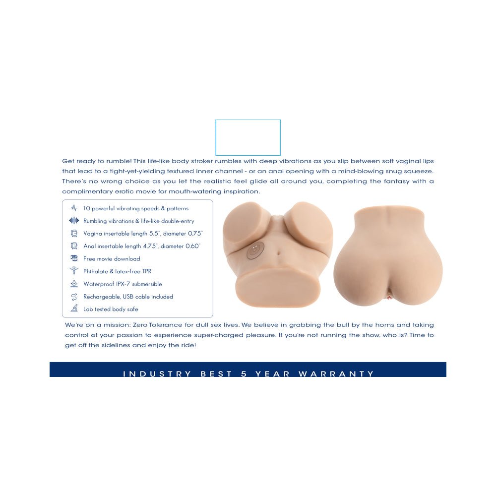 Zero Tolerance Let''s Get Ready To Rumble Vibrating Dual Entry Masturbator Light - Image 10