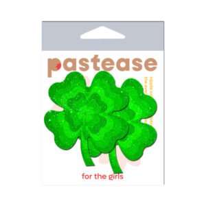 Pastease Four Leaf Clover Green Glitter Velvet Pumping Shamrock Nipple Pasties - Image 5