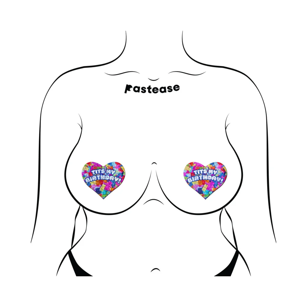 Pastease Tits My Birthday! Heart Breast Pasties with Confetti - Image 6