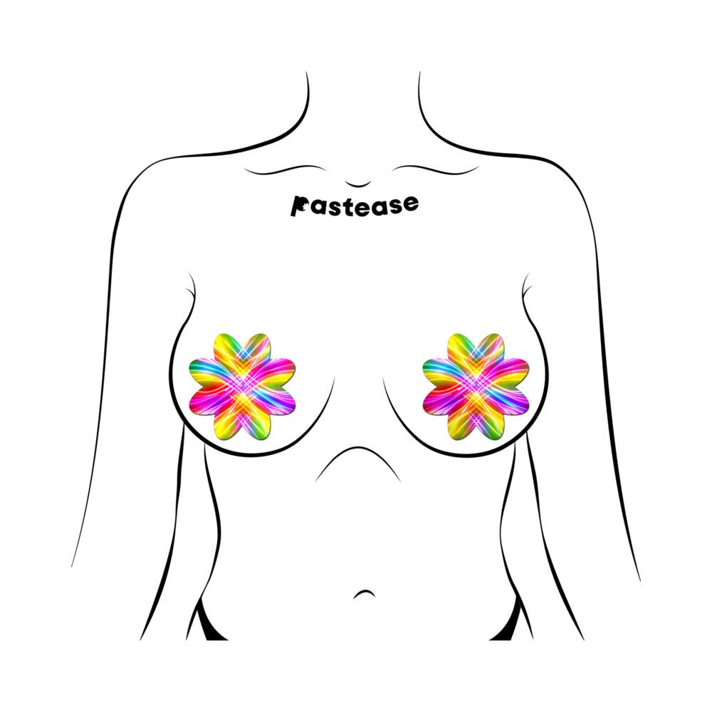 Pastease Electric Rainbow Fractal Laser Petal Breast Pasties - Image 2