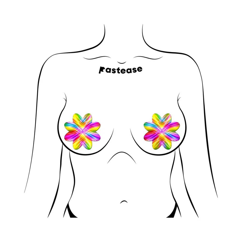 Pastease Electric Rainbow Fractal Laser Petal Breast Pasties - Image 5