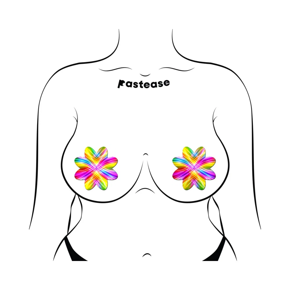 Pastease Electric Rainbow Fractal Laser Petal Breast Pasties - Image 6
