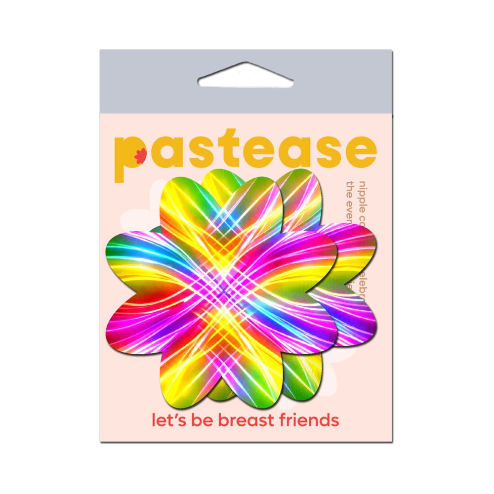 Pastease Electric Rainbow Fractal Laser Petal Breast Pasties - Image 4