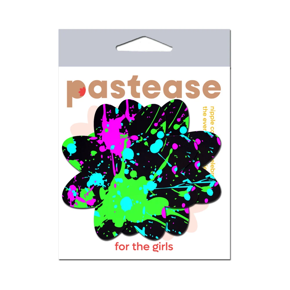 Pastease Vibrant Neon Paint Splatter Petal Breast Pasties - Image 7