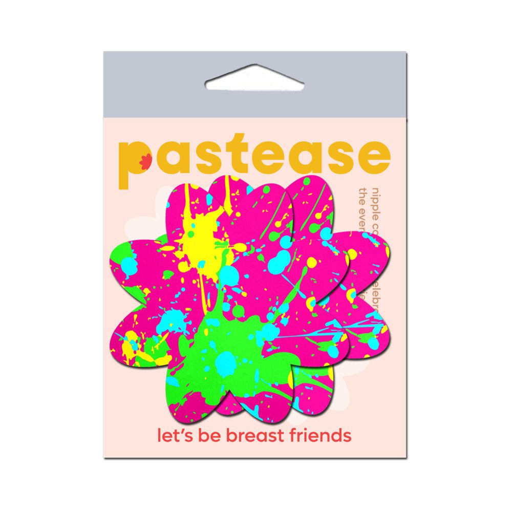 Pastease Neon Pink Graffiti Paint Splatter Petal Breast Pasties - Image 4