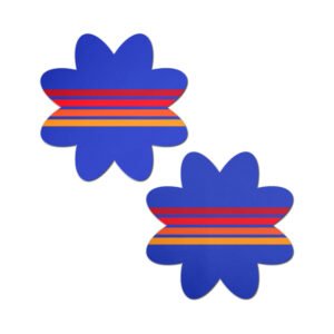Pastease Vibrant Retro Stripes on Blue Petal Breast Pasties