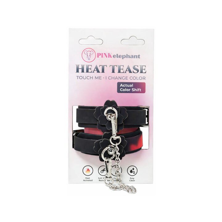 Heat Tease Flower Cuffs Black/Pink