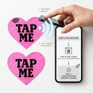 Neva Nude Tap Me Pink Heart Smart NFC Pasties - Image 4