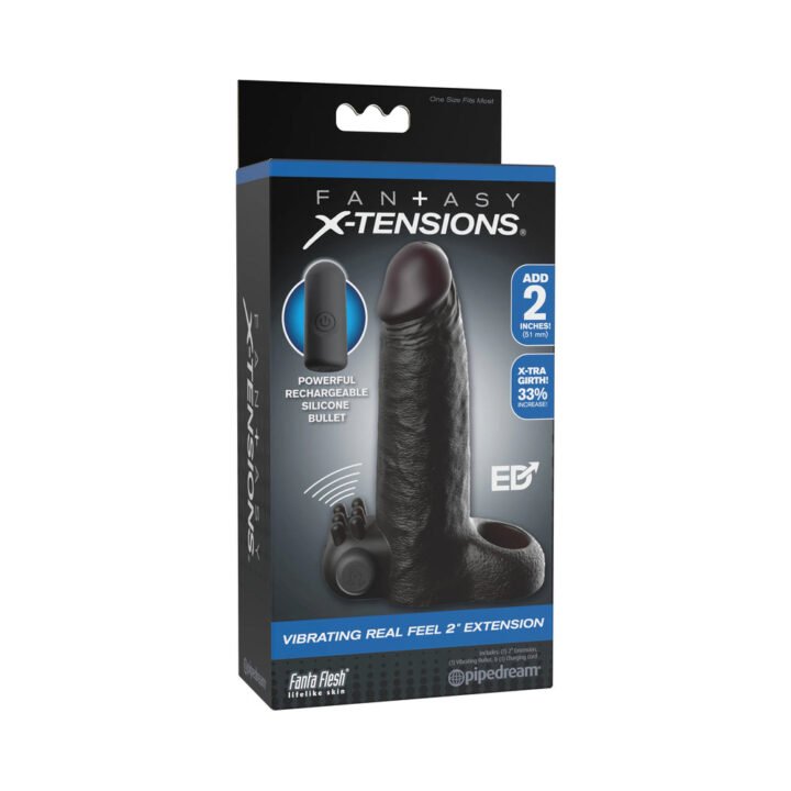 Fantasy X-Tensions Vibrating Real Feel Extension 2 in. Black