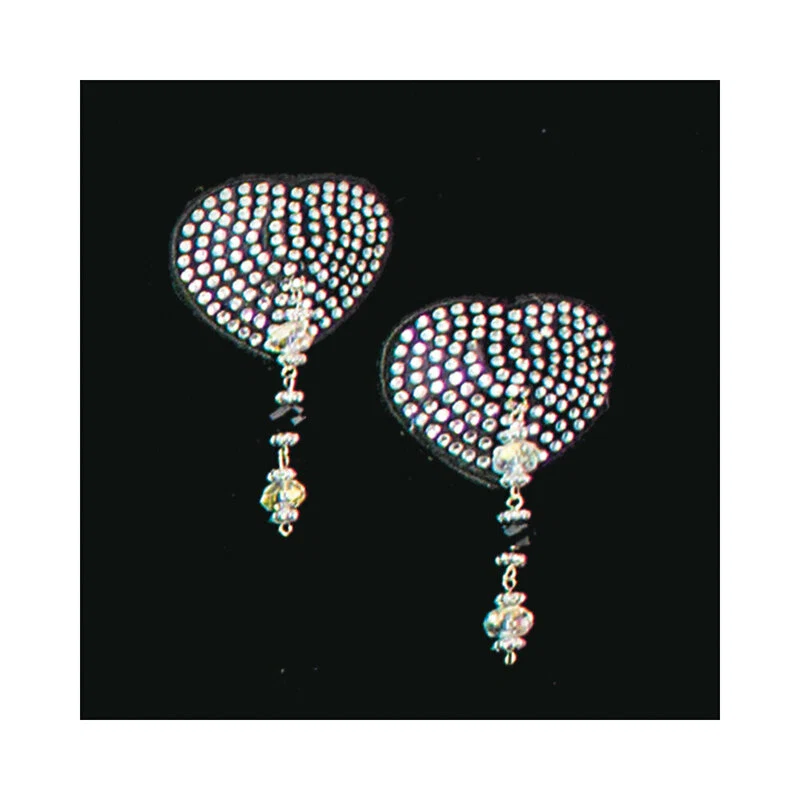 Bijoux de Nip Black Crystal Heart Pasties with Faceted Beads - Image 2