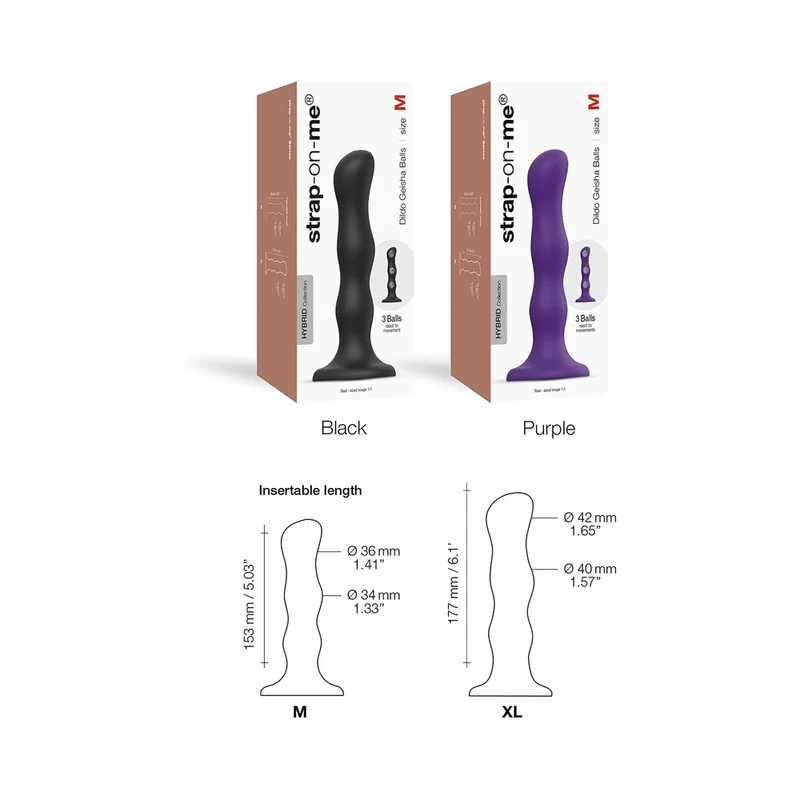 Strap-On-Me Geisha Ball Dildo XL Black - Image 2