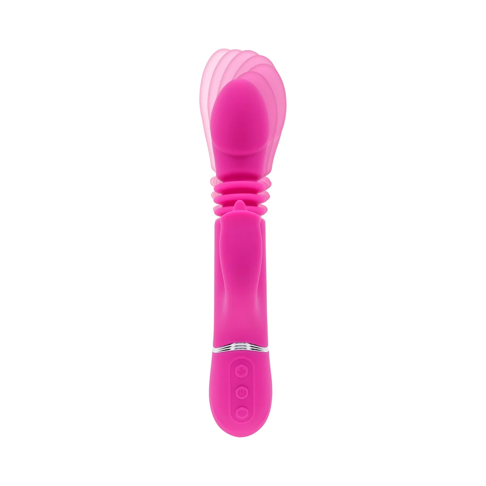 Evolved Pink Dragon Rechargeable Thrusting Dual Stimulator Silicone Pink - Image 2
