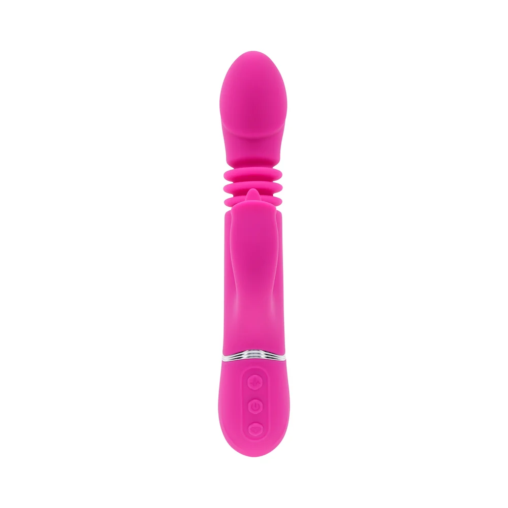 Evolved Pink Dragon Rechargeable Thrusting Dual Stimulator Silicone Pink - Image 3