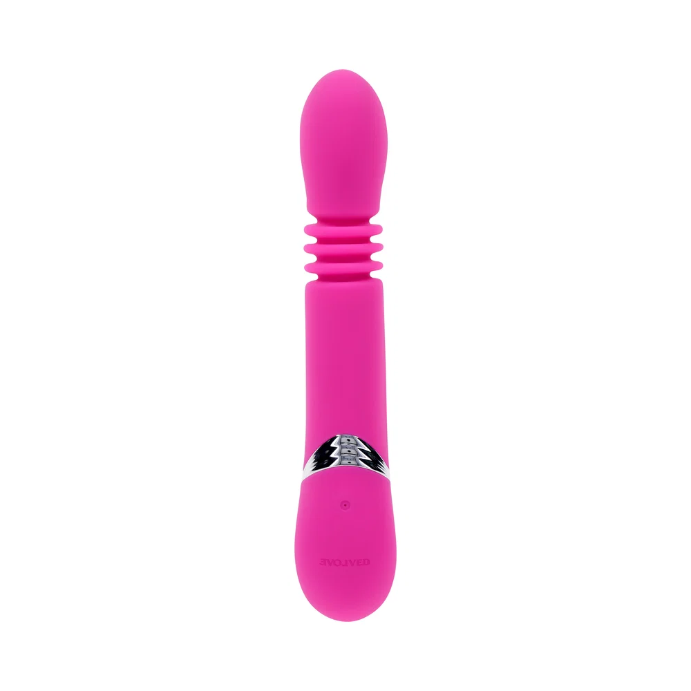 Evolved Pink Dragon Rechargeable Thrusting Dual Stimulator Silicone Pink - Image 4