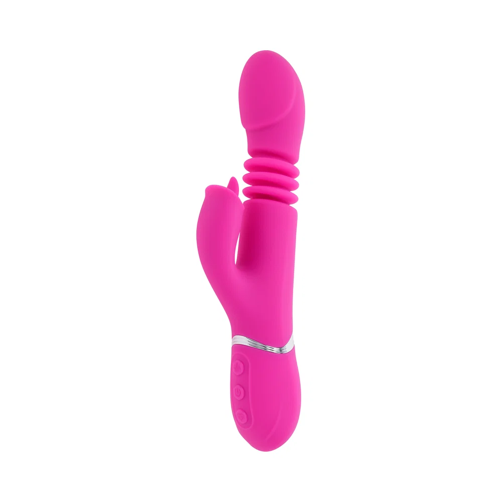 Evolved Pink Dragon Rechargeable Thrusting Dual Stimulator Silicone Pink - Image 5